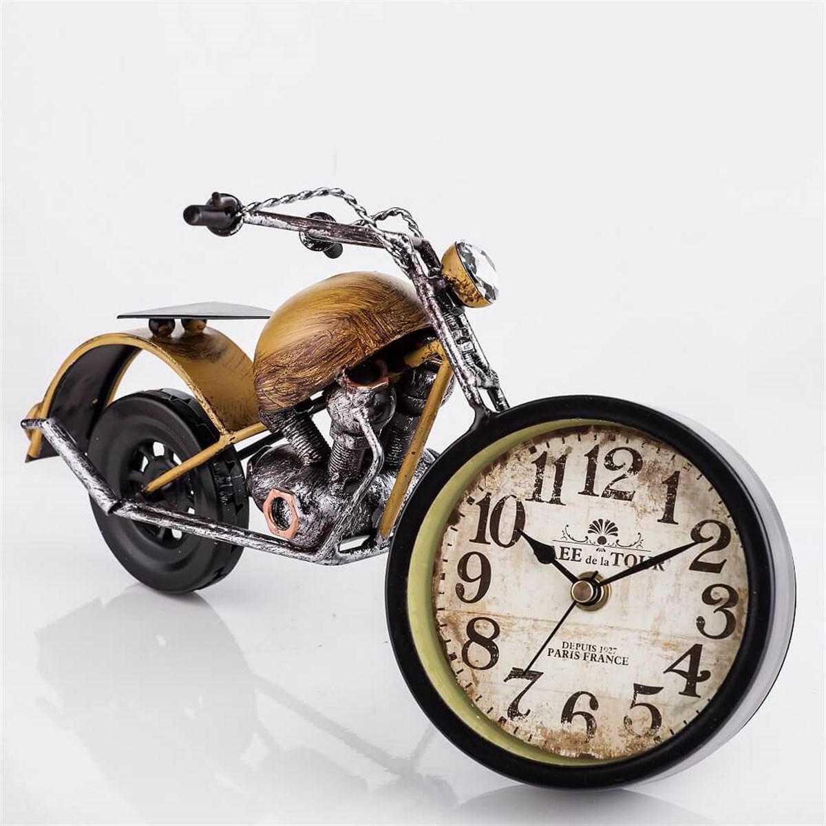 Metal Motosiklet Maketli Masa Saati