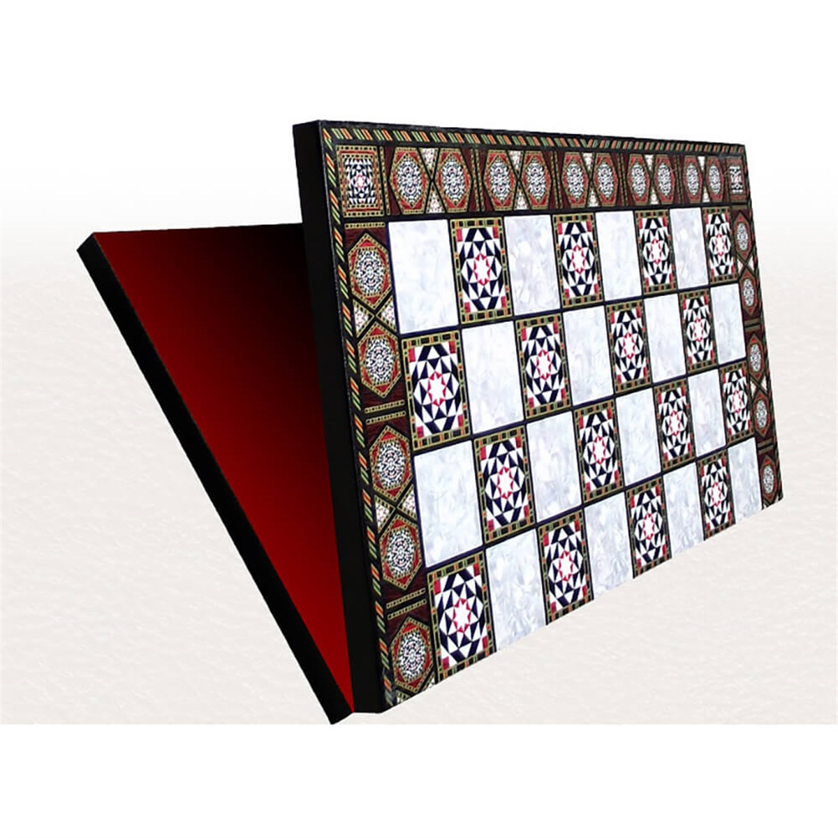 Metal Osmanlı Bizans Satranç Takımı ve Katlanır Sedef Tahtası