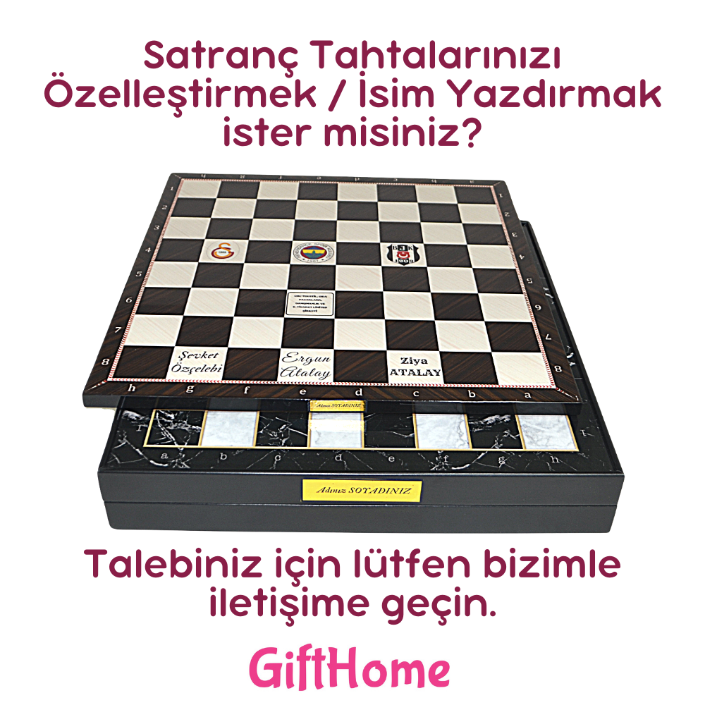 (Sadece Tahta İsteyene) Rustik Ceviz Desenli MDF Ahşap Sandıklı Satranç Tahtası (36x36x6 cm)