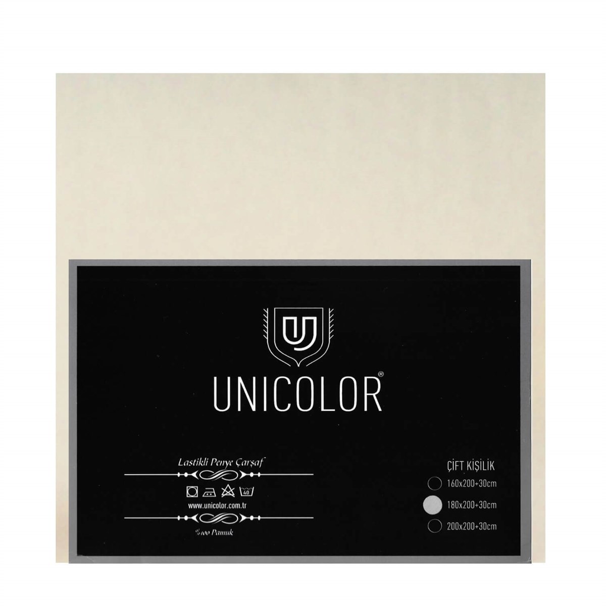 UNICOLOR Lastikli Penye Çarşaf Çift Kişilik (180X200+30 cm.) - Düz BEYAZ Renkli