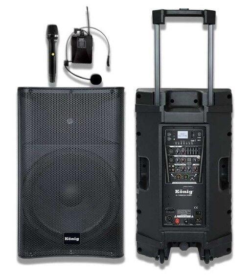 König K-15600 DSP 15'' 800 Watt Akülü El  + Yaka Mikrofonu