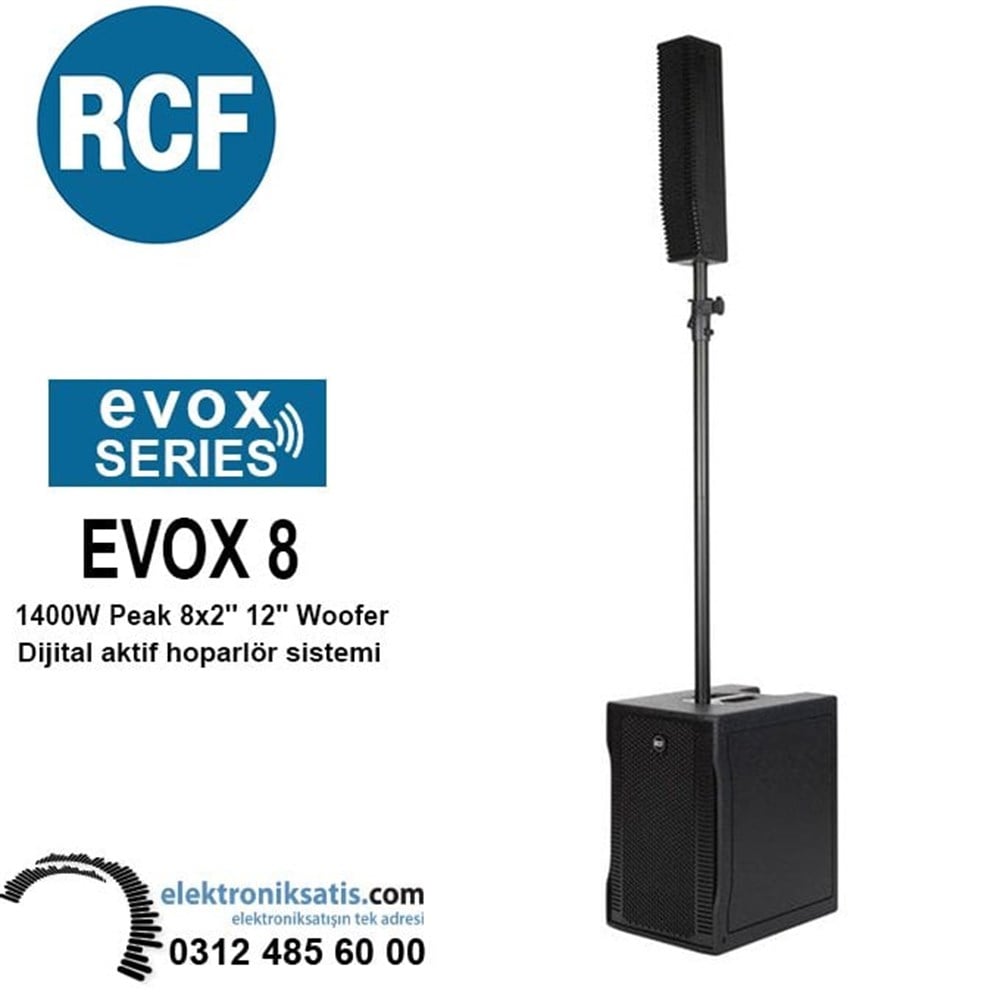 RCF EVOX 8 1400W Peak 8x2'' 12'' Woofer Dijital aktif hoparlör sistemi