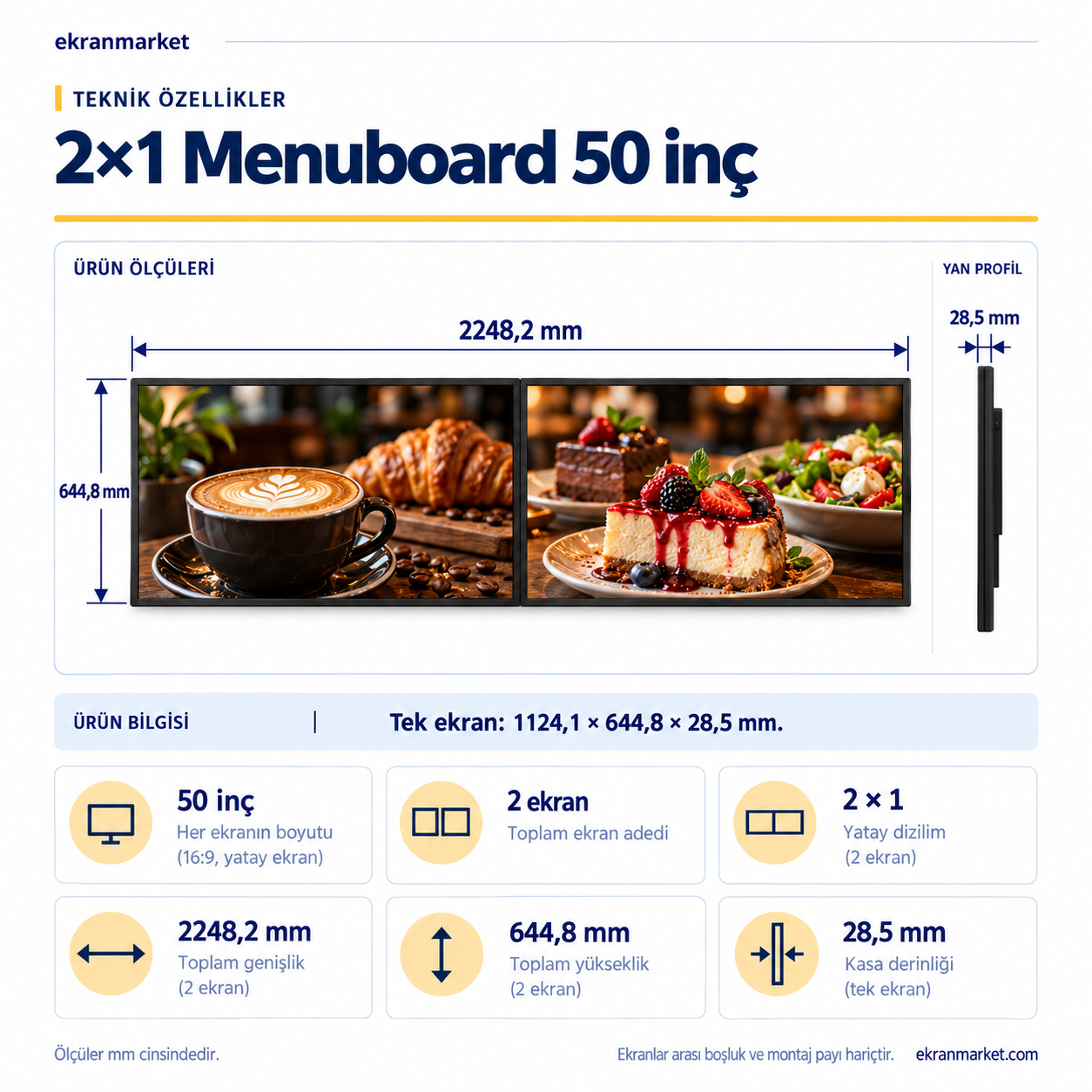 2×1 Endüstriyel Menuboard Paketi