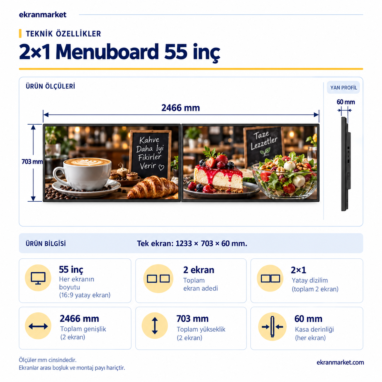 2×1 Endüstriyel Menuboard Paketi