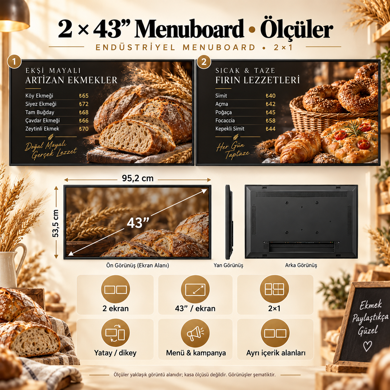 2×1 Endüstriyel Menuboard Paketi