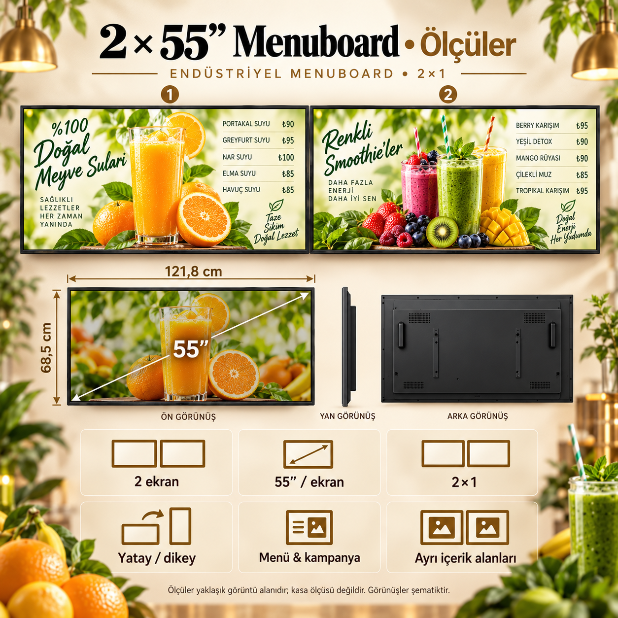2×1 Endüstriyel Menuboard Paketi