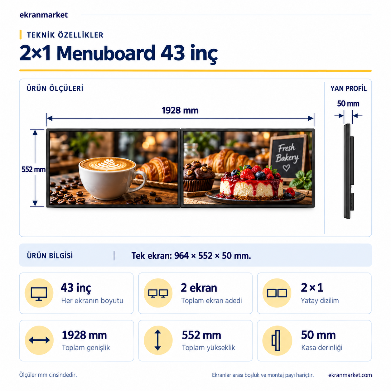 2×1 Endüstriyel Menuboard Paketi