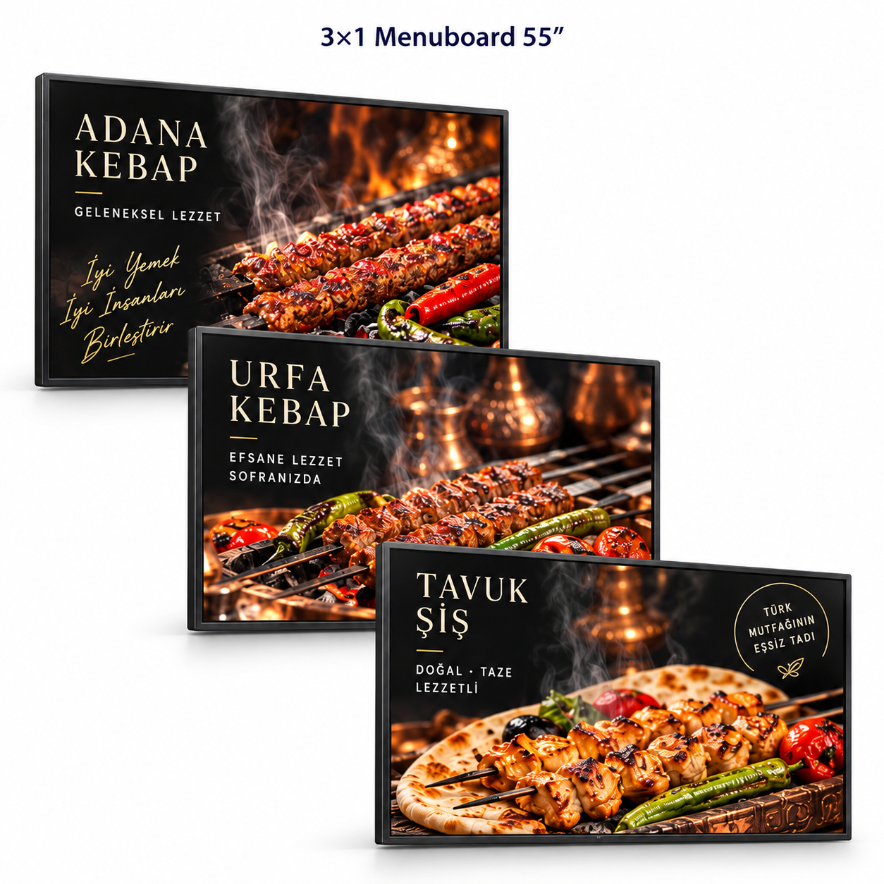 3×1 Endüstriyel Menuboard Paketi — 55 inç — ana ürün görseli