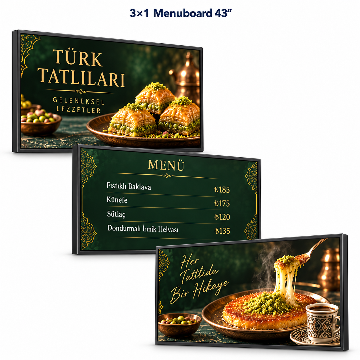 3×1 Endüstriyel Menuboard Paketi — 43 inç — ana ürün görseli