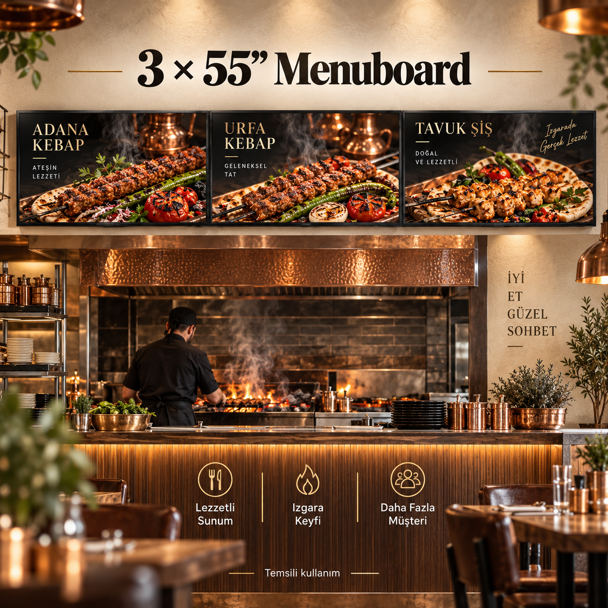 3×1 Endüstriyel Menuboard Paketi