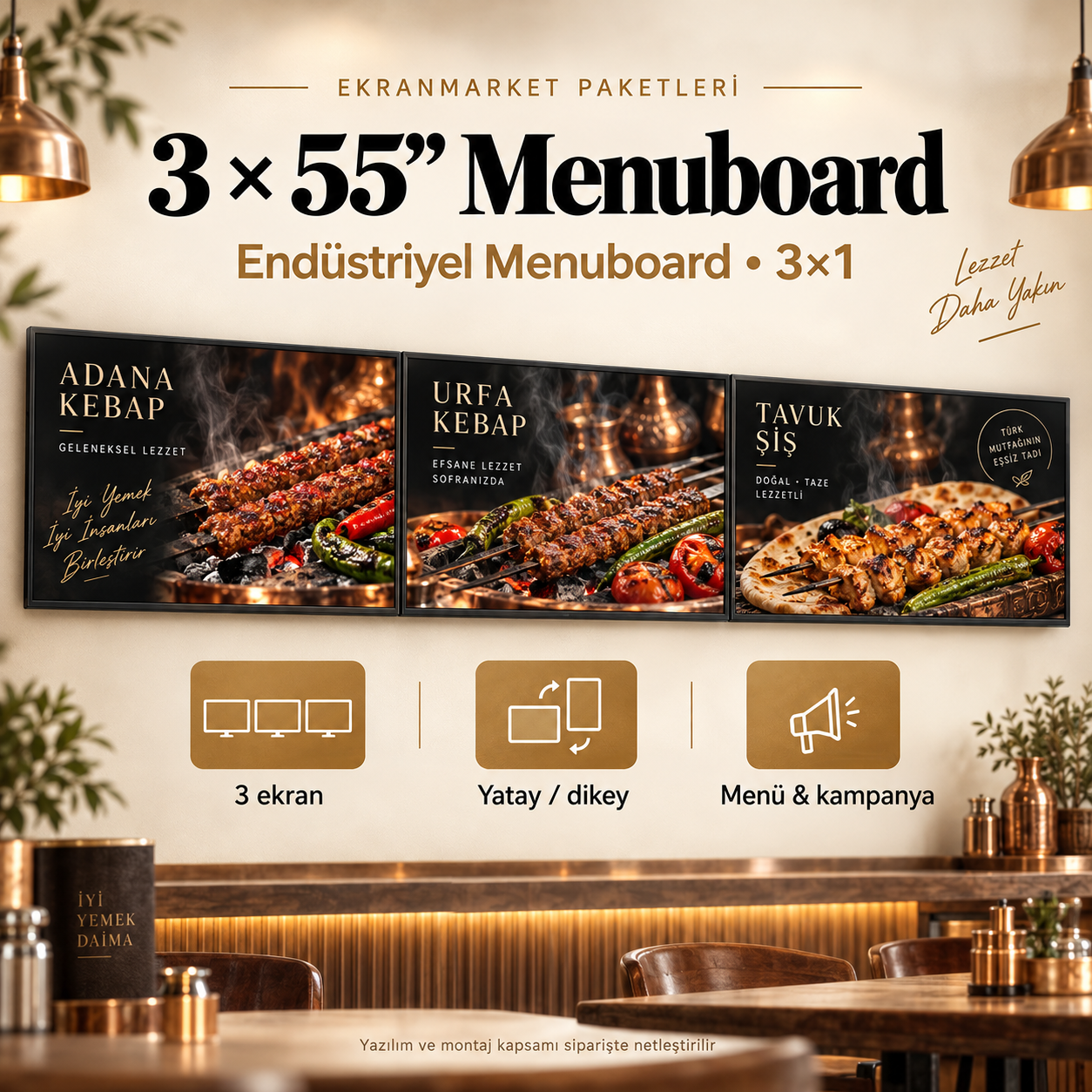 3×1 Endüstriyel Menuboard Paketi