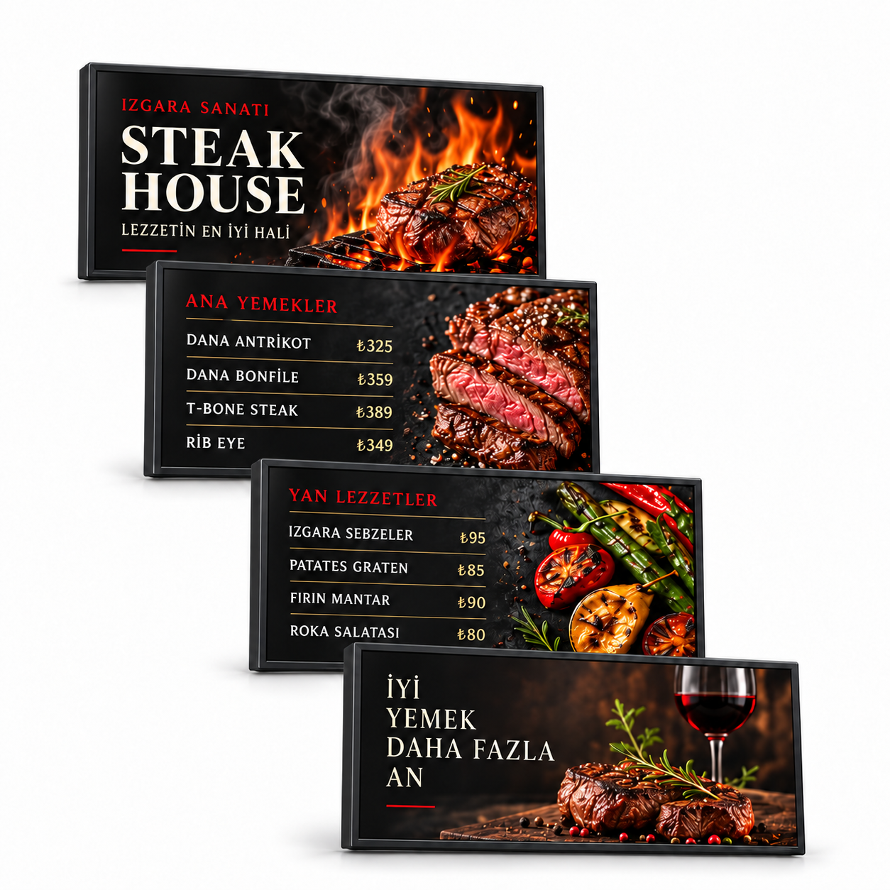 Endüstriyel Digital Signage Display (Menuboard) 4x1