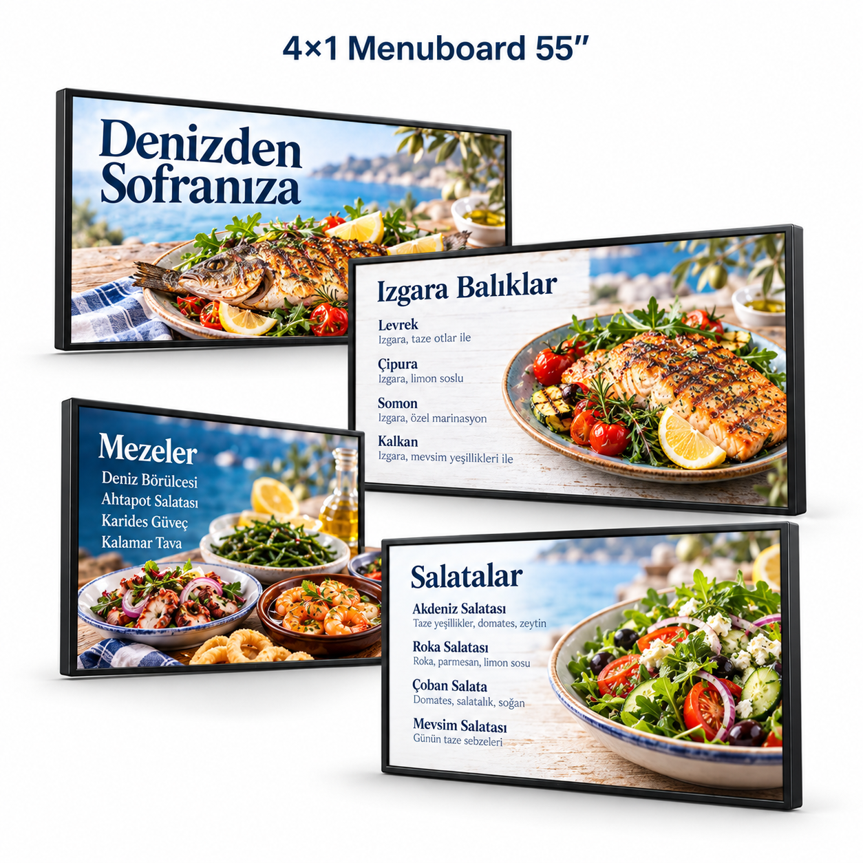 Endüstriyel Digital Signage Display (Menuboard) 4x1 — 55 inç — ana ürün görseli