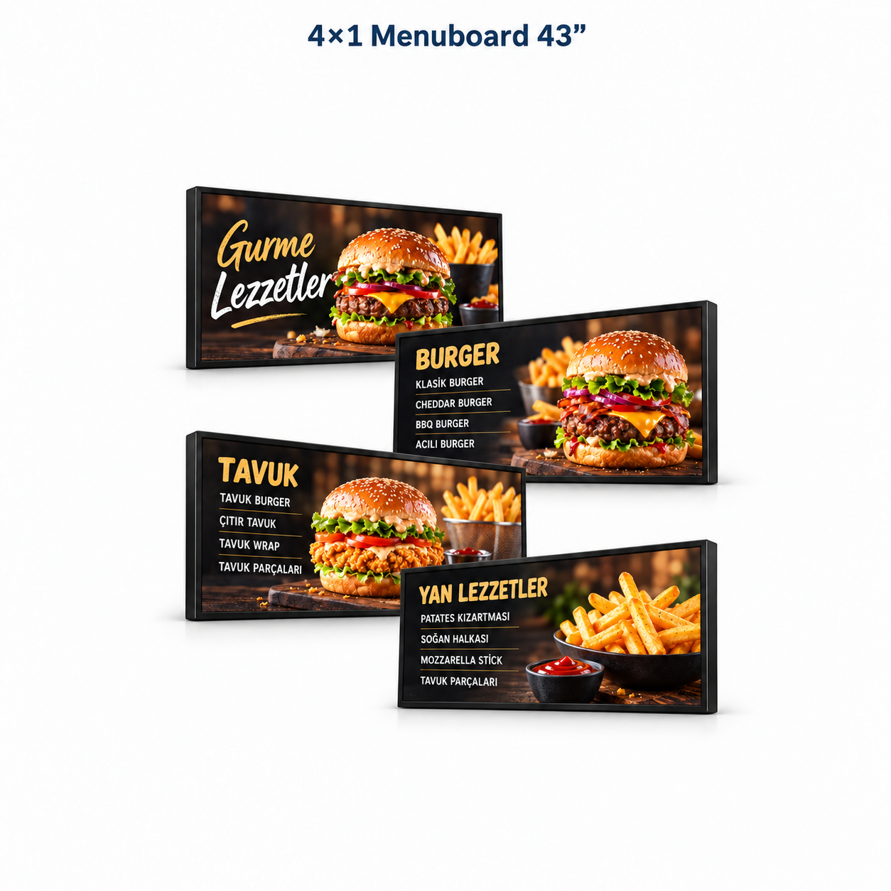 Endüstriyel Digital Signage Display (Menuboard) 4x1 — 43 inç — ana ürün görseli