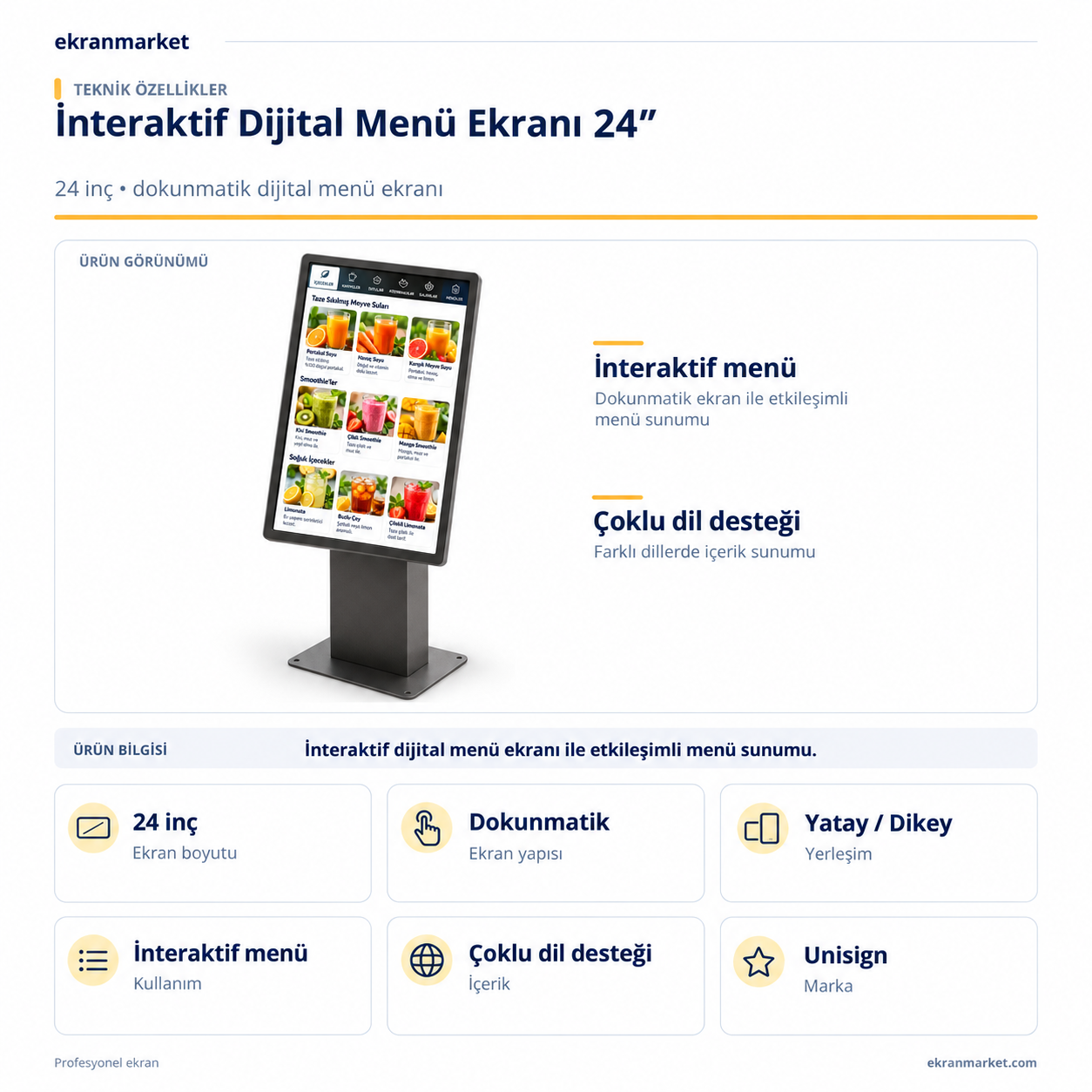 İnteraktif Dijital Menü Ekranı 24