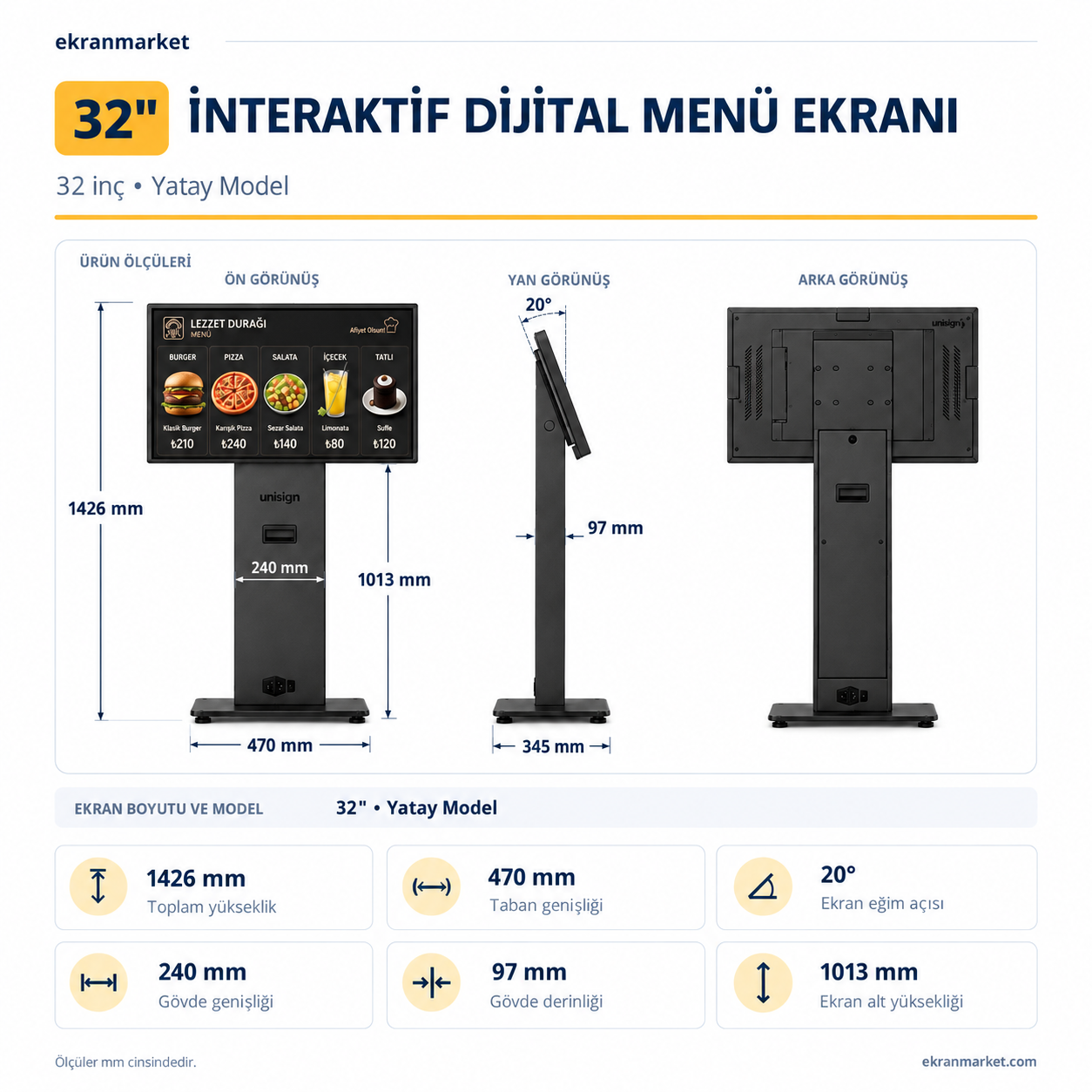 İnteraktif Dijital Menü Ekranı 32
