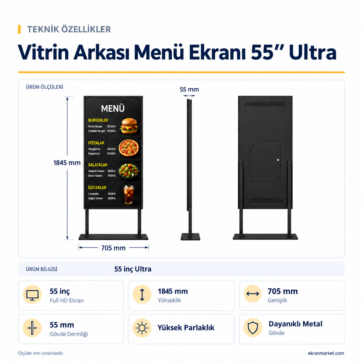 Vitrin Arkası Menü Ekranı 55