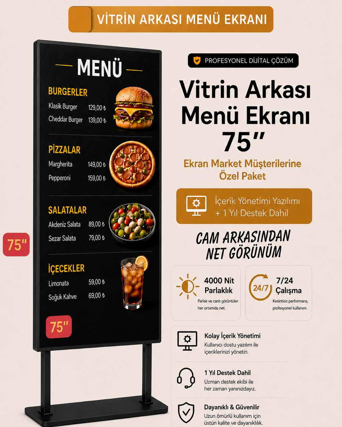 Vitrin Arkası Menü Ekranı  75