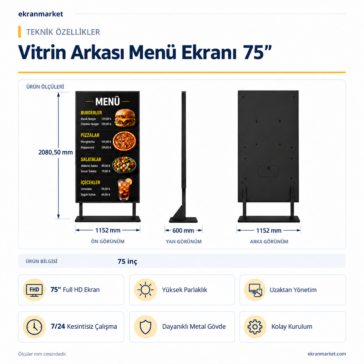 Vitrin Arkası Menü Ekranı  75