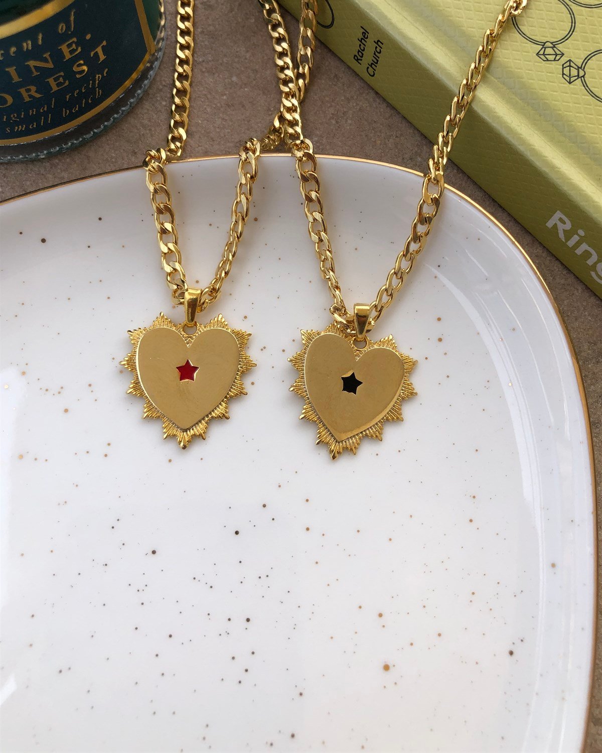 “ Victoria ” Kalp Kolye - Kırmızı & Siyah