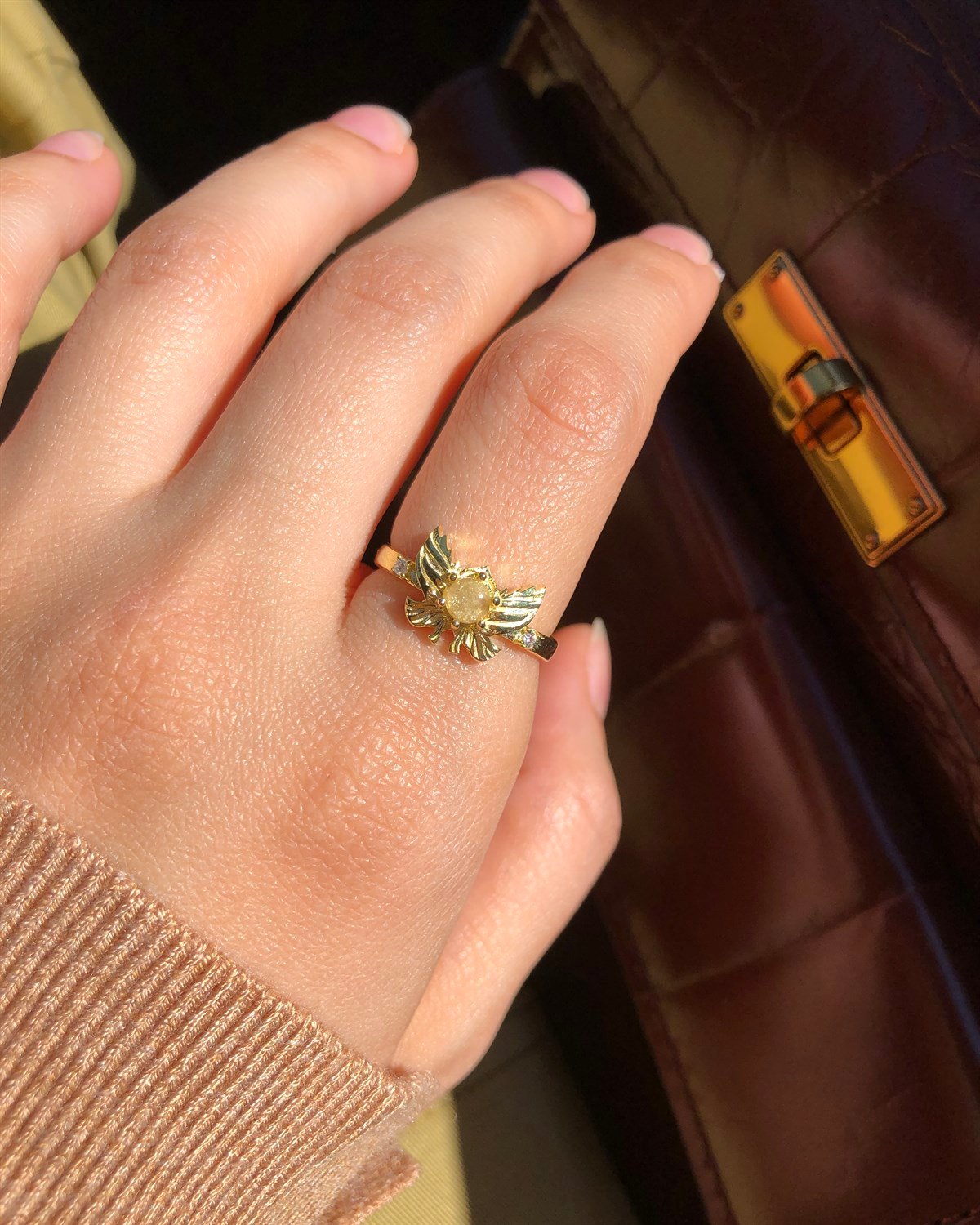 925 Gümüş Angel Doğal Taş Yüzük