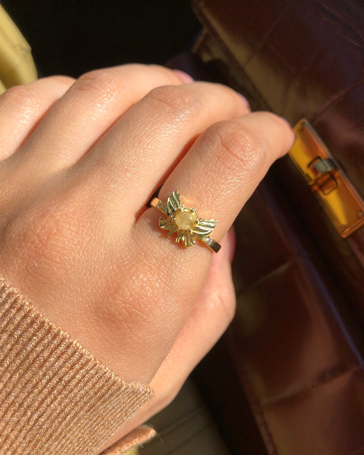 925 Gümüş Angel Doğal Taş Yüzük