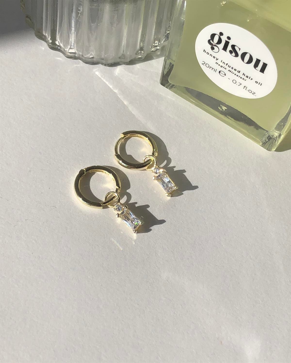 925 Gümüş Baget Taşlı Minimal Küpe