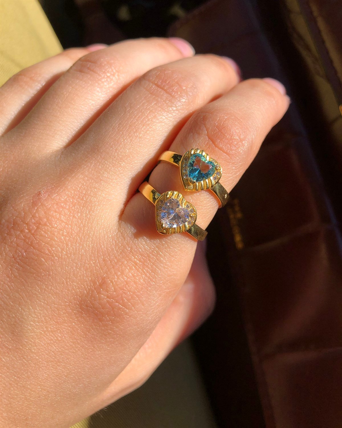 925 Gümüş Kalp Yüzük - Beyaz & Mavi