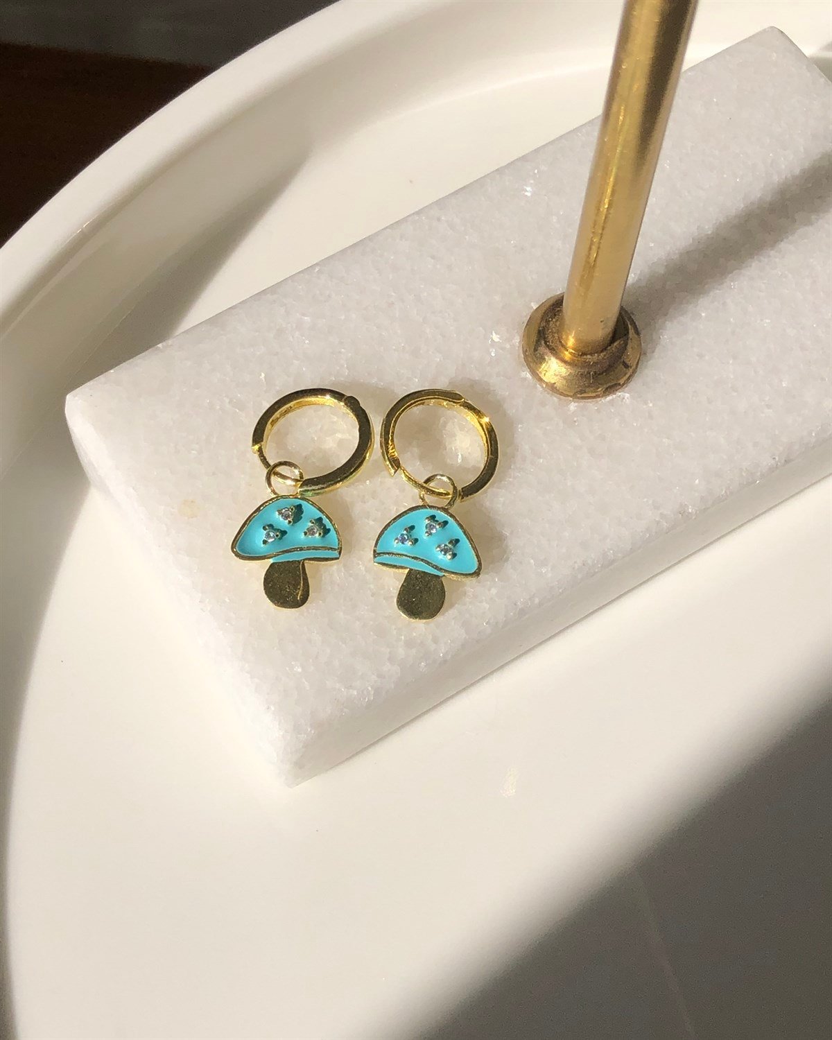 925 Gümüş Küpeler - Pembe Bulut & Mint Yeşili Bulut & Mavi Mantar