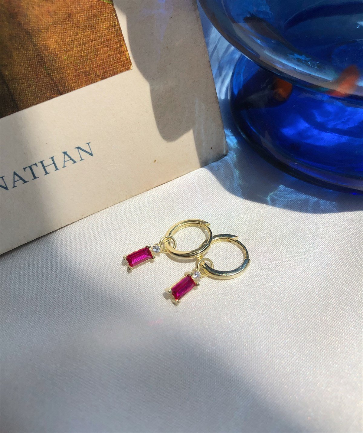 925 Gümüş Pembe Baget Taşlı Küpe