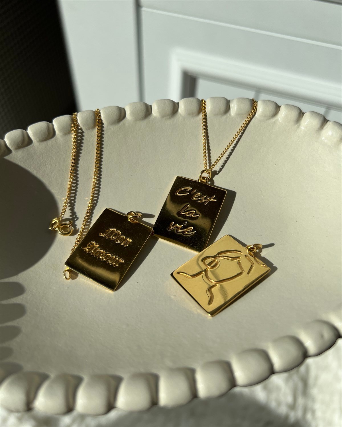 925 Gümüş Tabela Kolye - Lady Kolye & Mon Amour Kolye & C'est La Vie Kolye