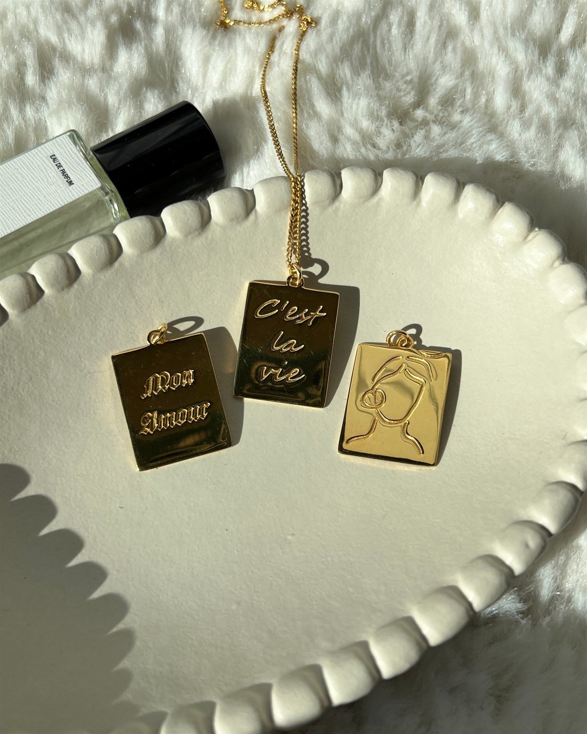 925 Gümüş Tabela Kolye - Lady Kolye & Mon Amour Kolye & C'est La Vie Kolye