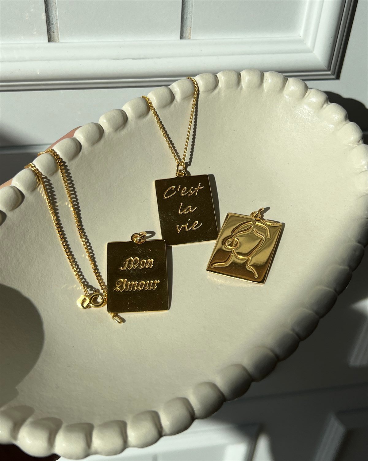 925 Gümüş Tabela Kolye - Lady Kolye & Mon Amour Kolye & C'est La Vie Kolye