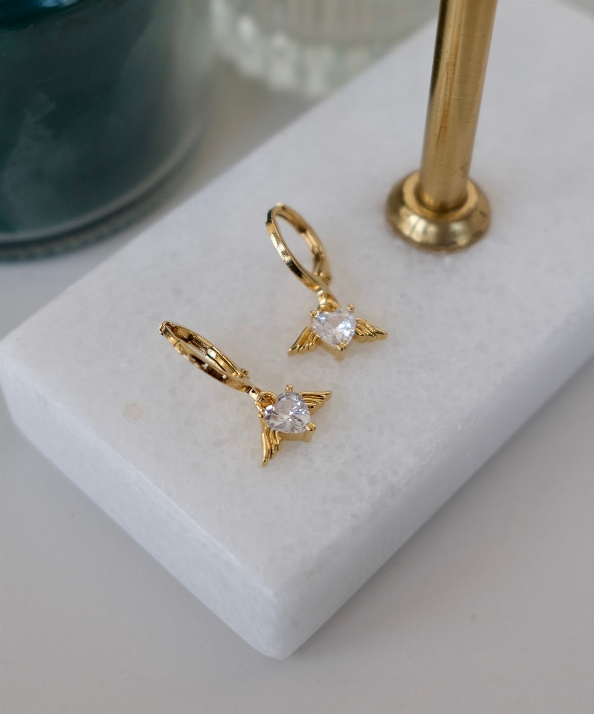 Beyaz - Kanatlı Kelebek Küpe