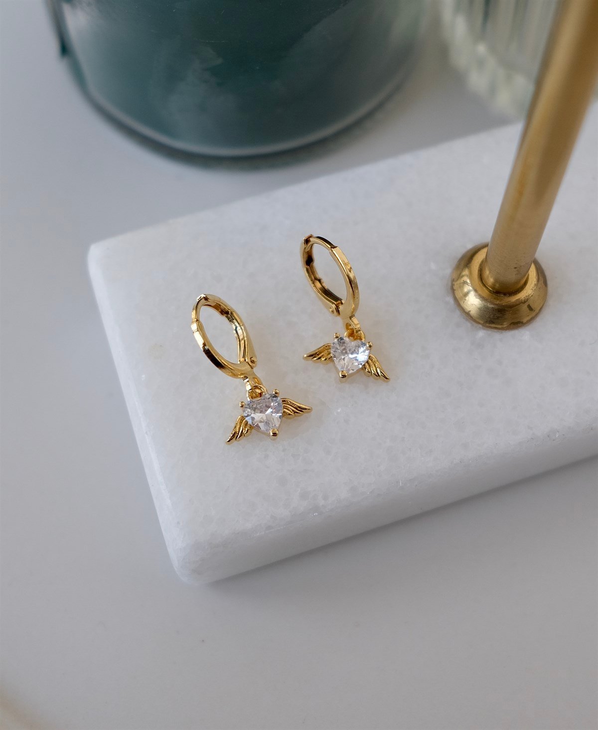 Beyaz - Kanatlı Kelebek Küpe