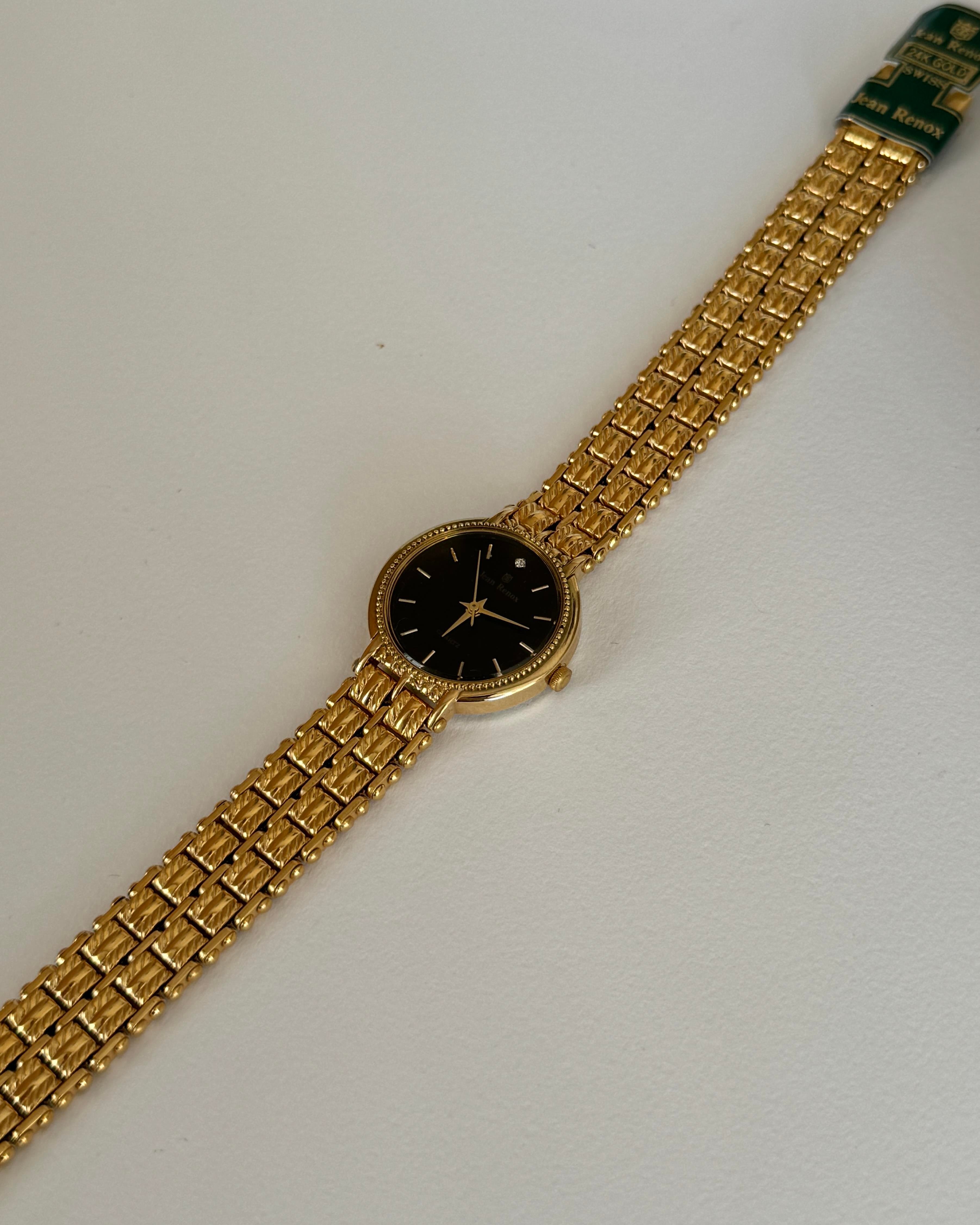 Jean Renox Swiss Quartz 24K Gold Plated Vintage Kol Saati
