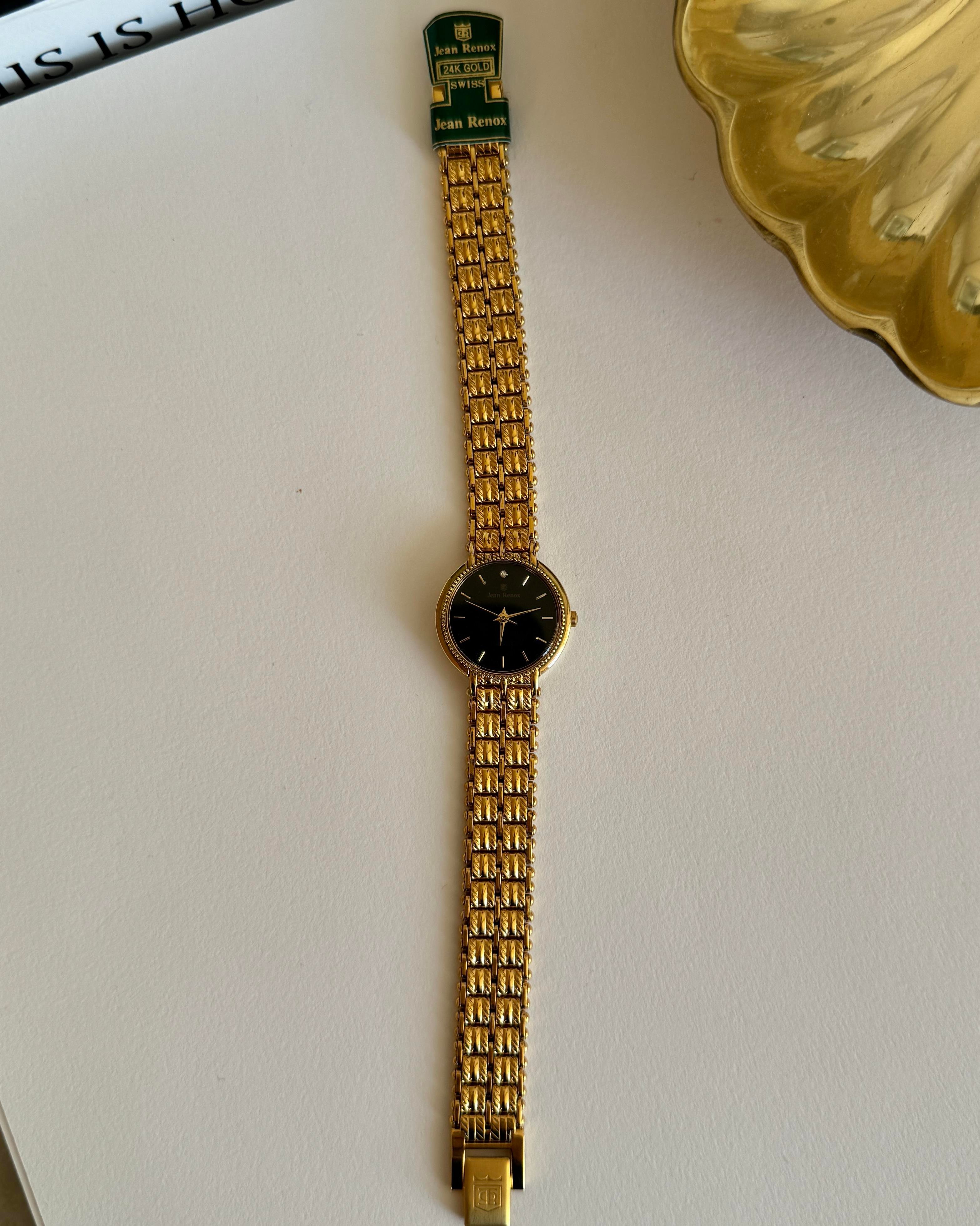 Jean Renox Swiss Quartz 24K Gold Plated Vintage Kol Saati