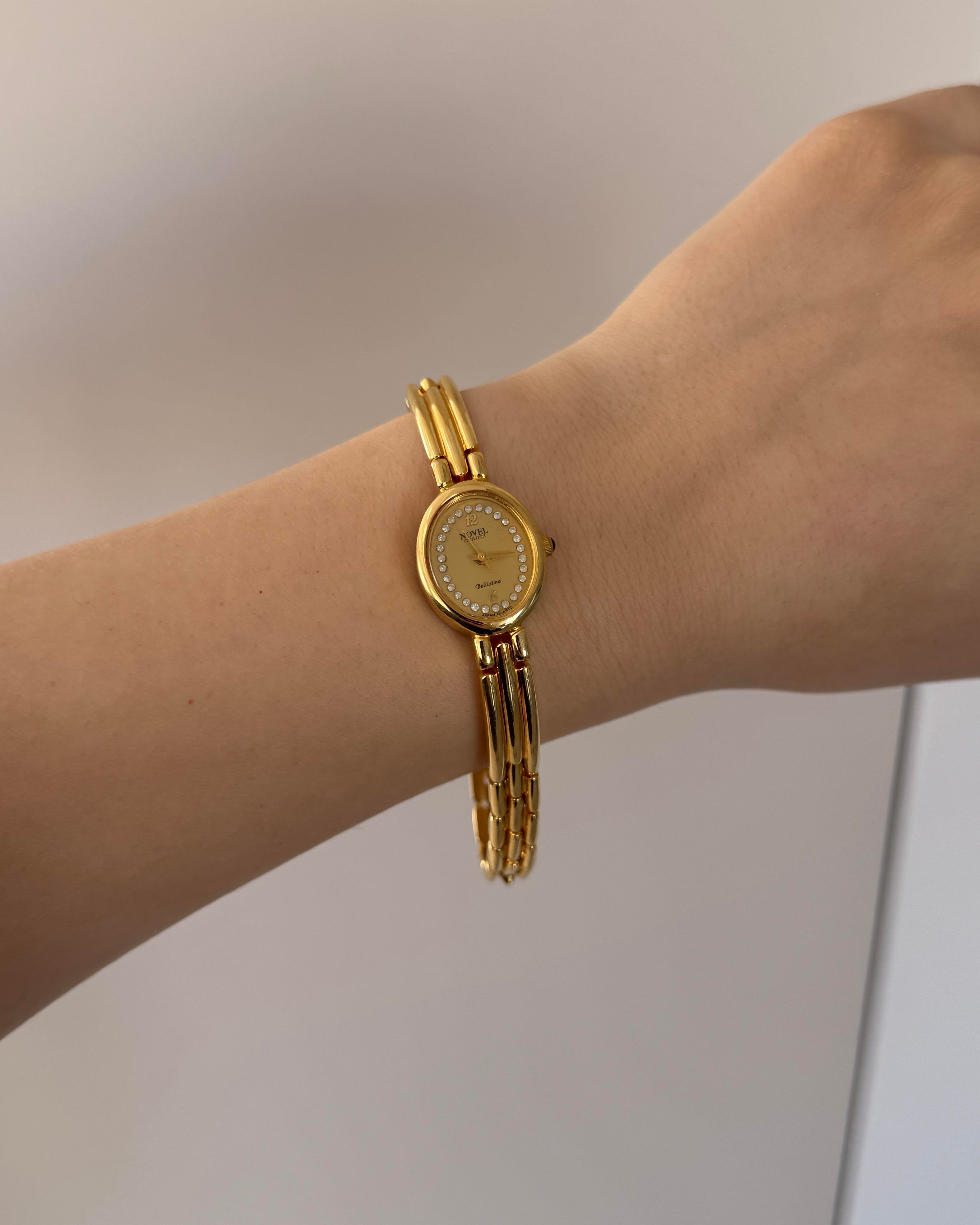 NOVEL Quartz 24K Gold Plated Vintage Kol Saati