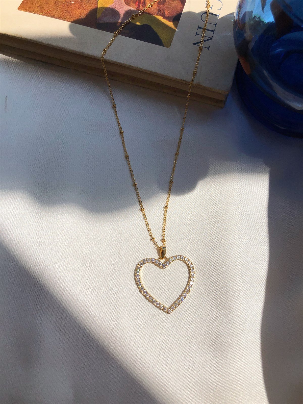 Zirkon Taşlı Kalp Kolye II