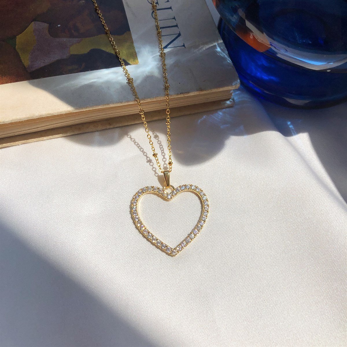 Zirkon Taşlı Kalp Kolye II