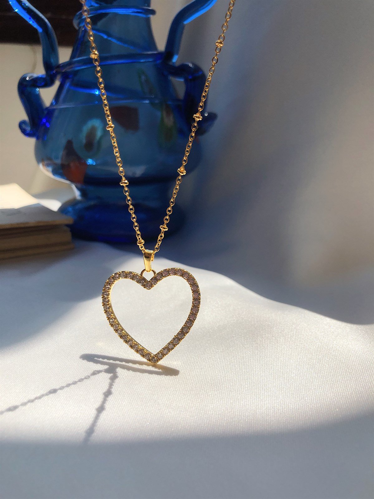 Zirkon Taşlı Kalp Kolye II