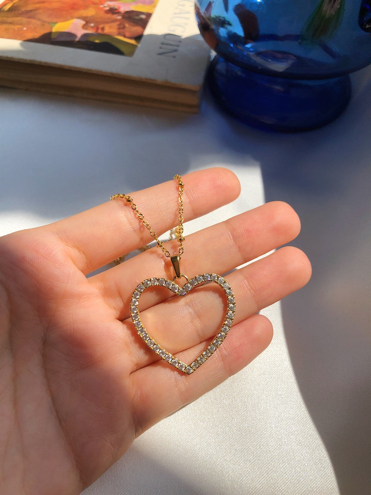 Zirkon Taşlı Kalp Kolye II