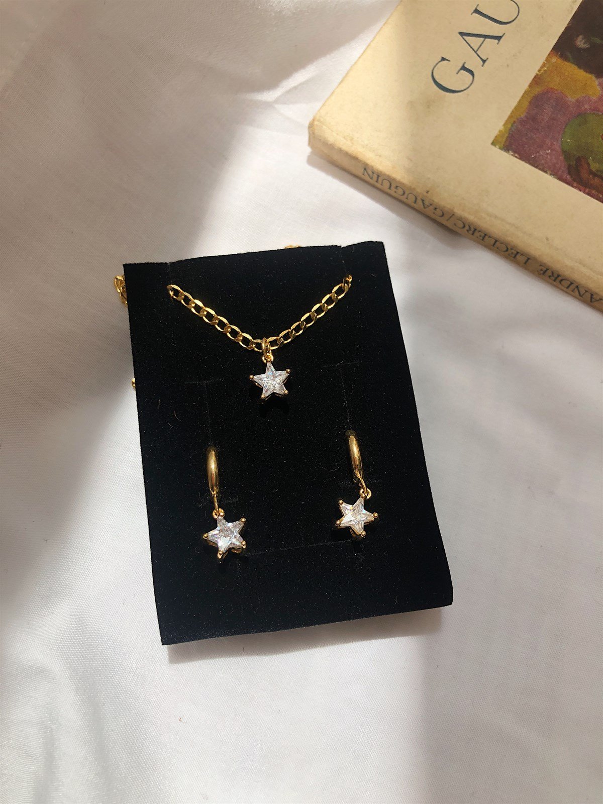 Zirkon Taşlı Yıldız Kolye & Küpe Seti