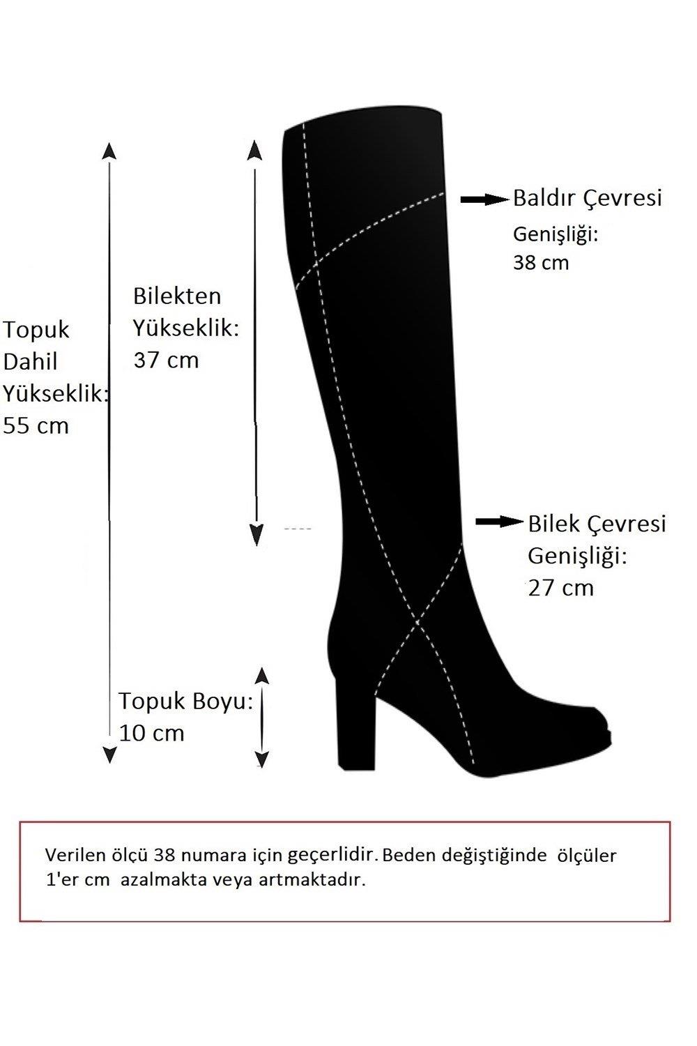 A654018002 Siyah Lüx Süet Kalın Topuklu Kadın Çizme