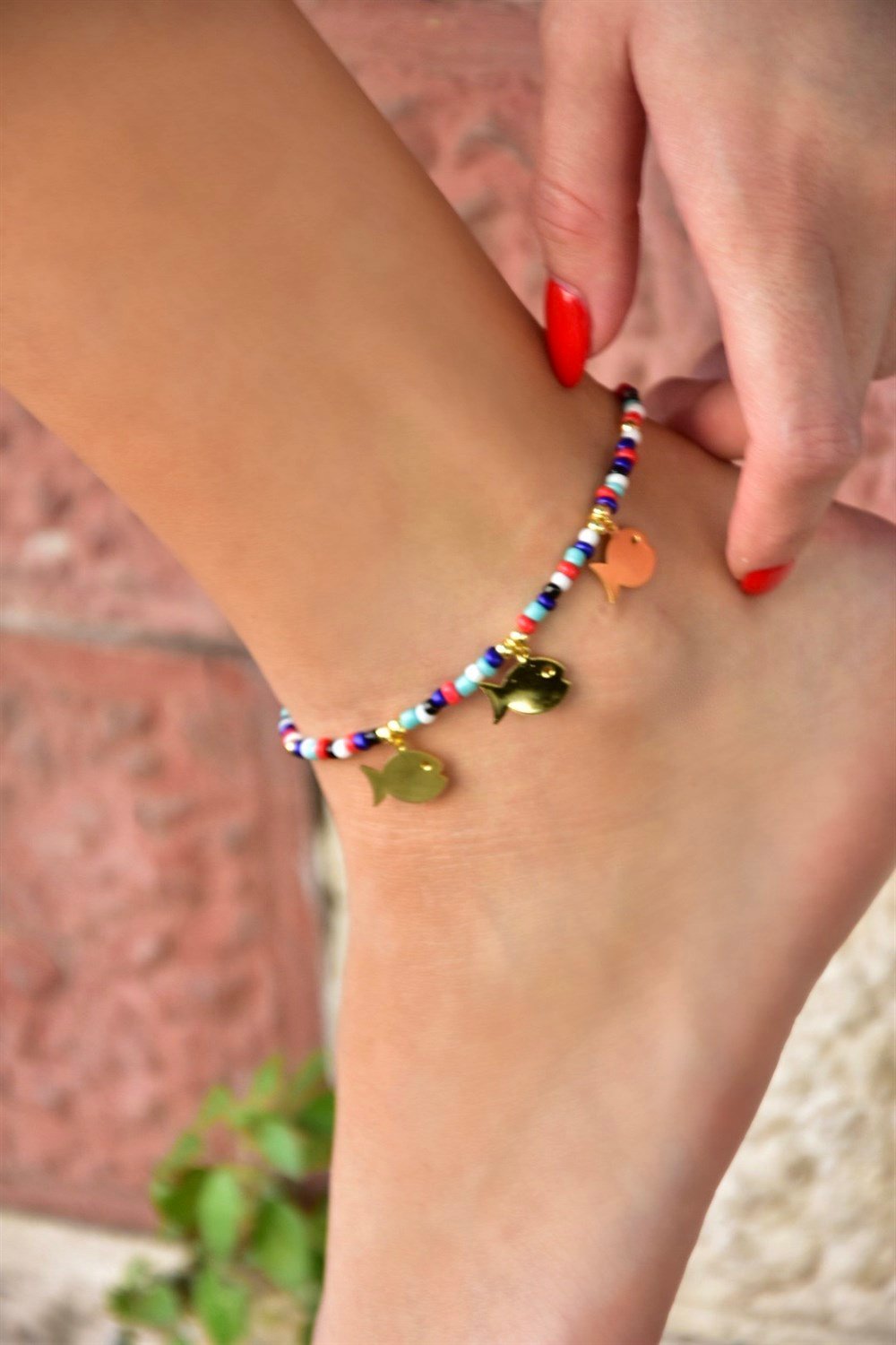 Balık Uçlu Multi Boncuk Halhal KA011200