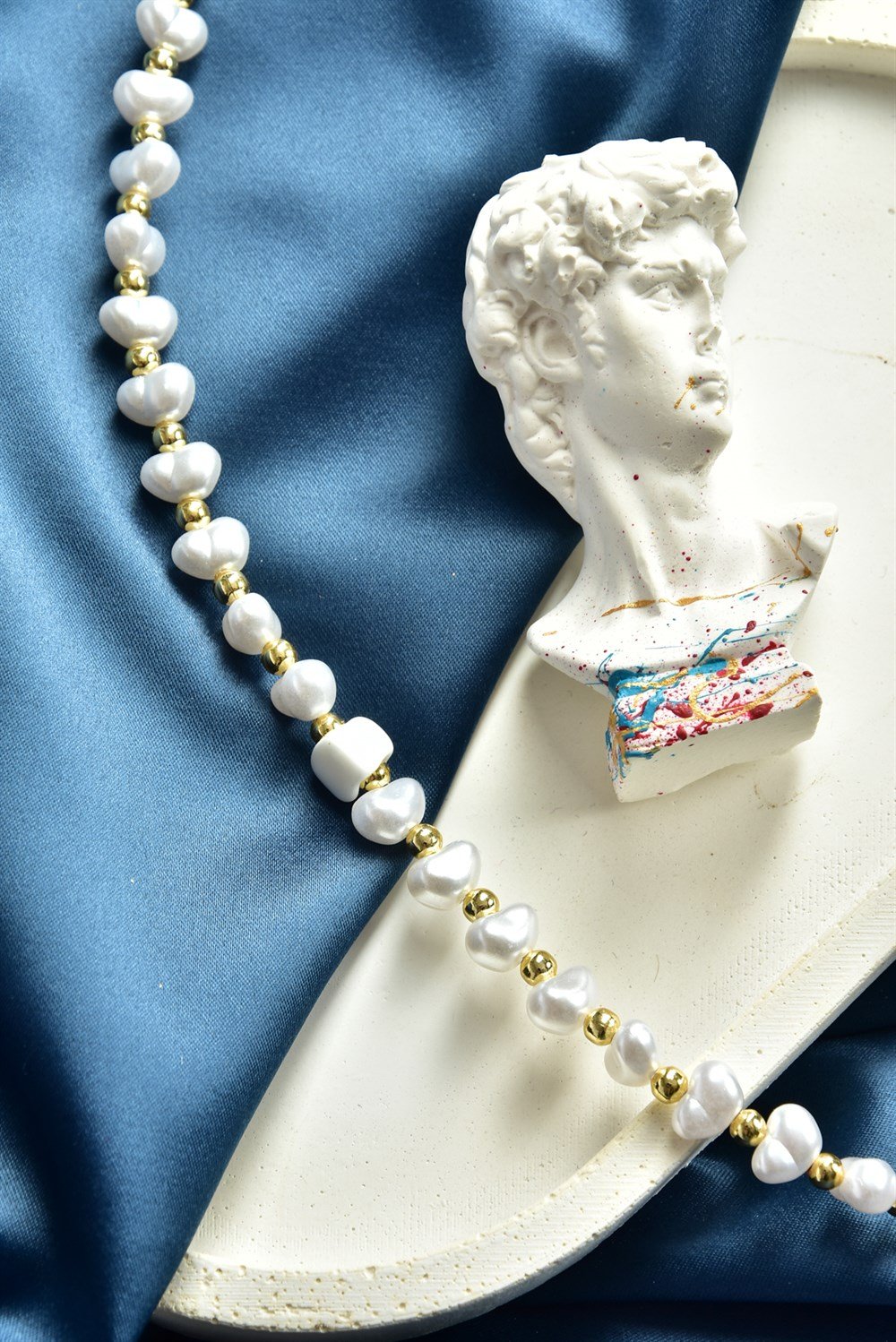 Beyaz Doğal Taş Detaylı inci Halhal KA011210