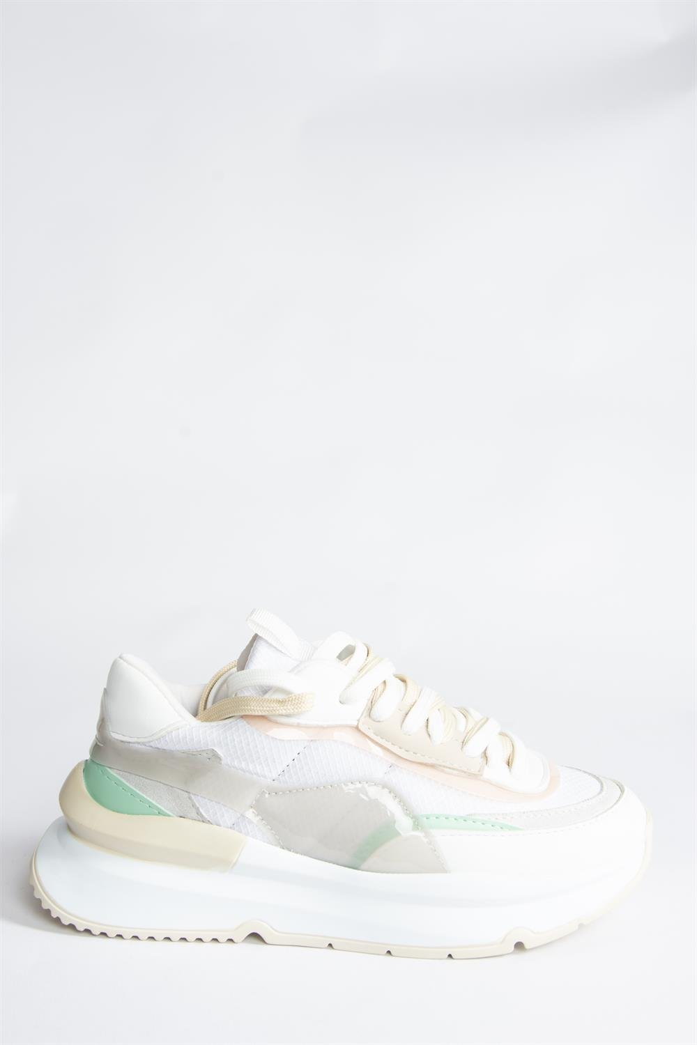 Beyaz/Yeşil Kumaş Günlük Sneaker Spor Ayakkabı P973416004