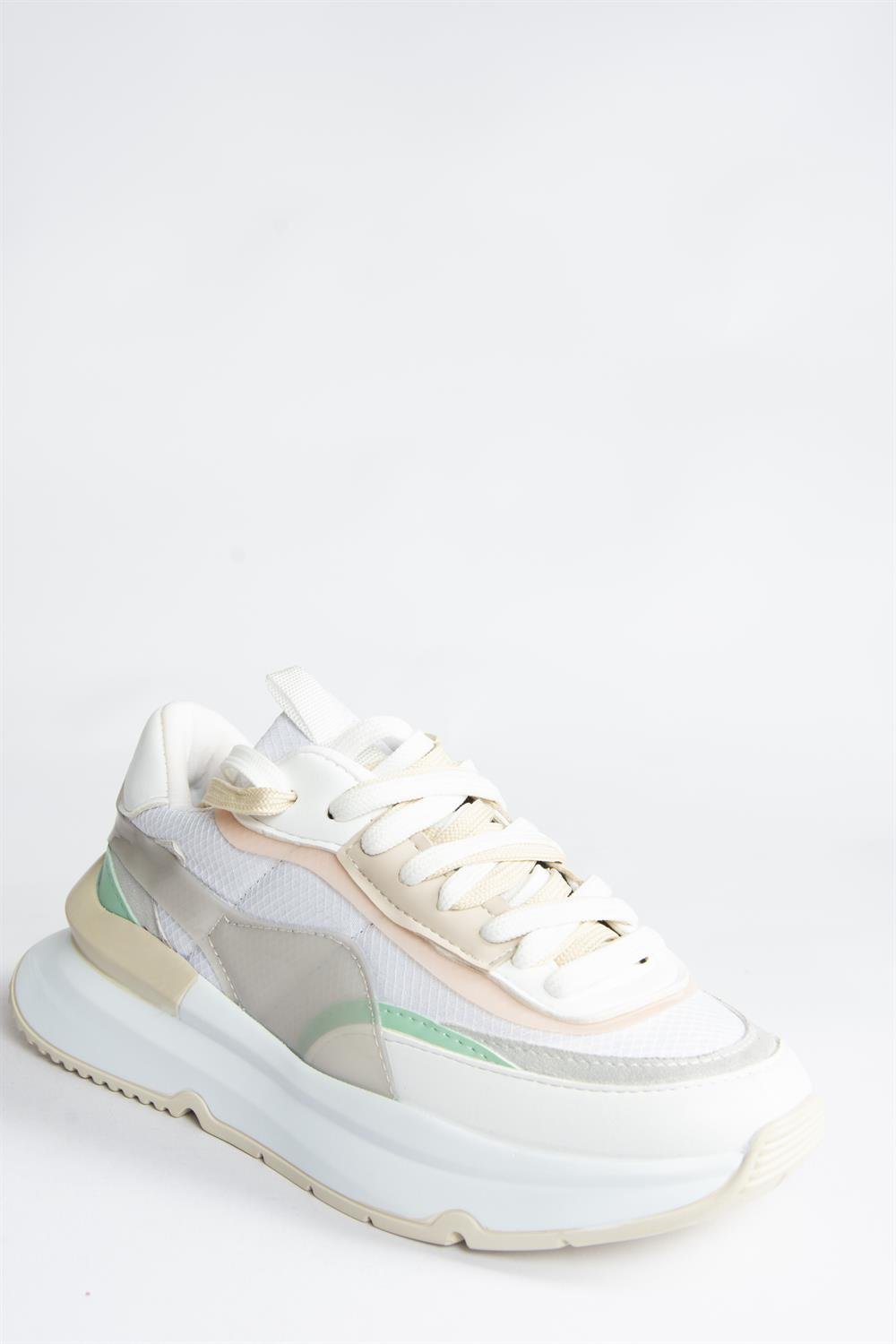 Beyaz/Yeşil Kumaş Günlük Sneaker Spor Ayakkabı P973416004