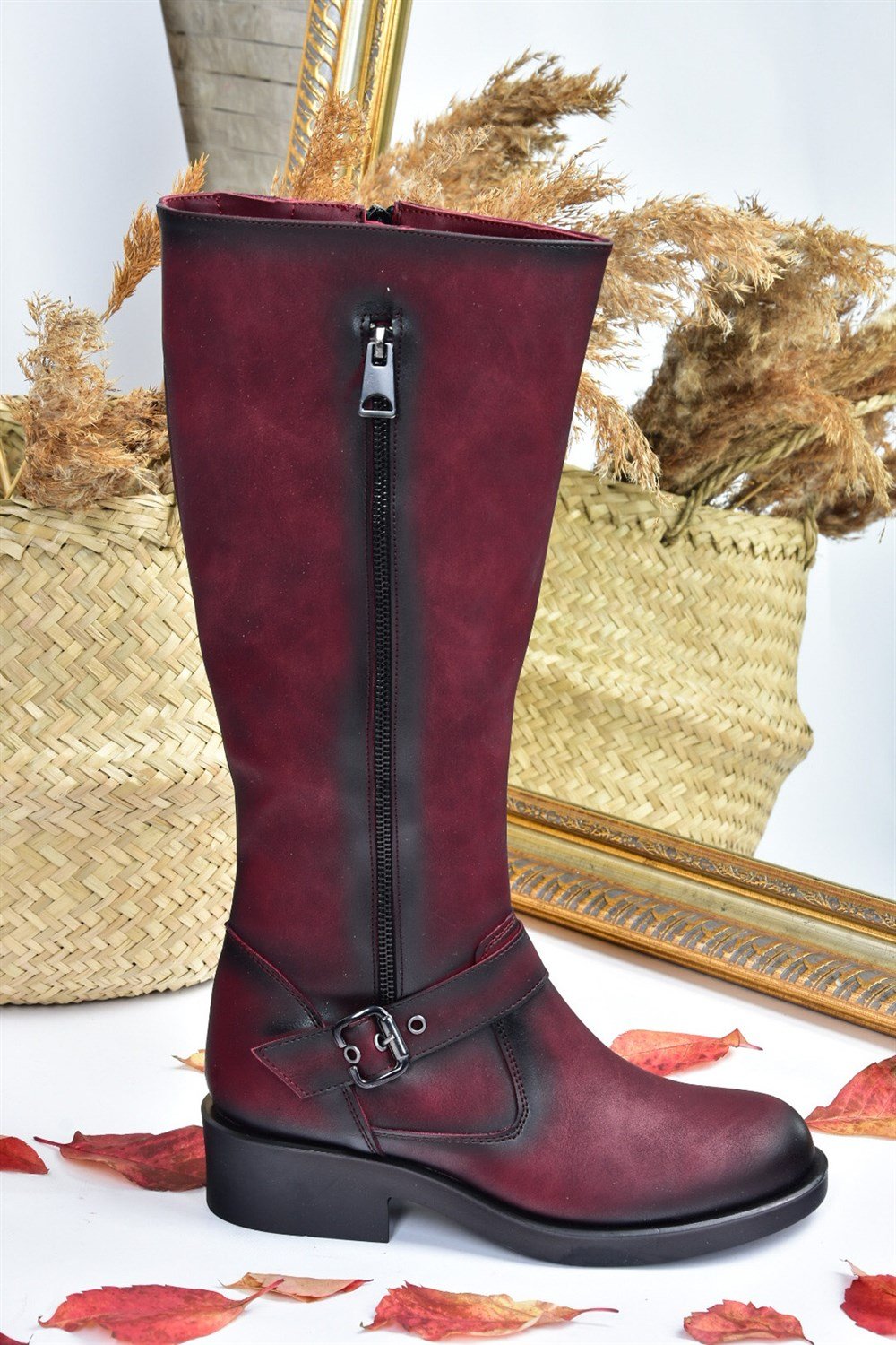 Bordo Kadın Çizme E674270509