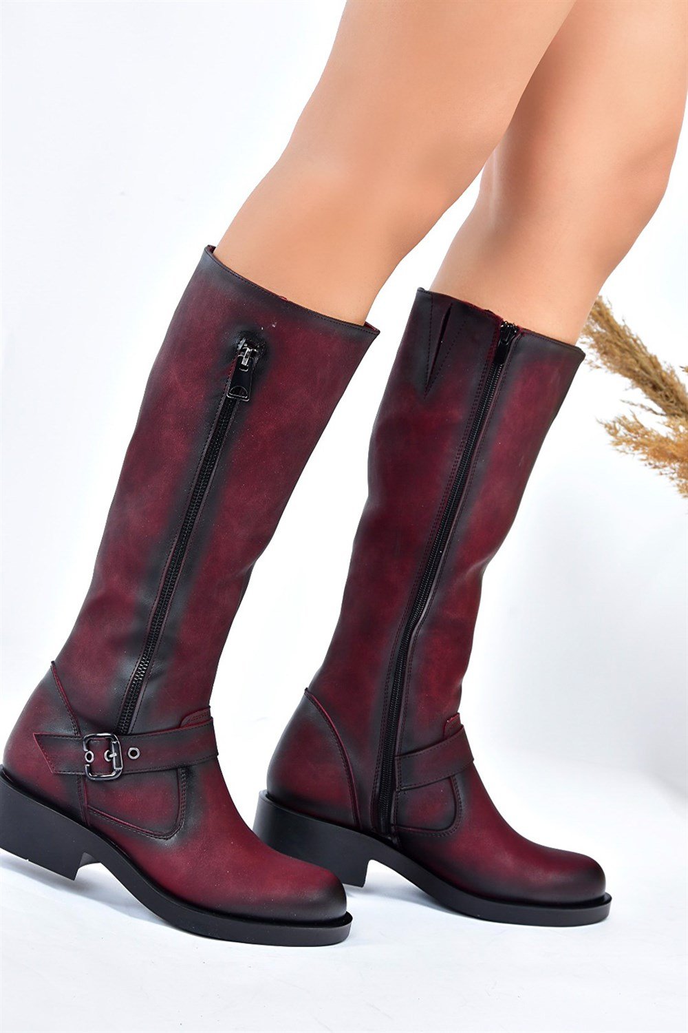 Bordo Kadın Çizme E674270509